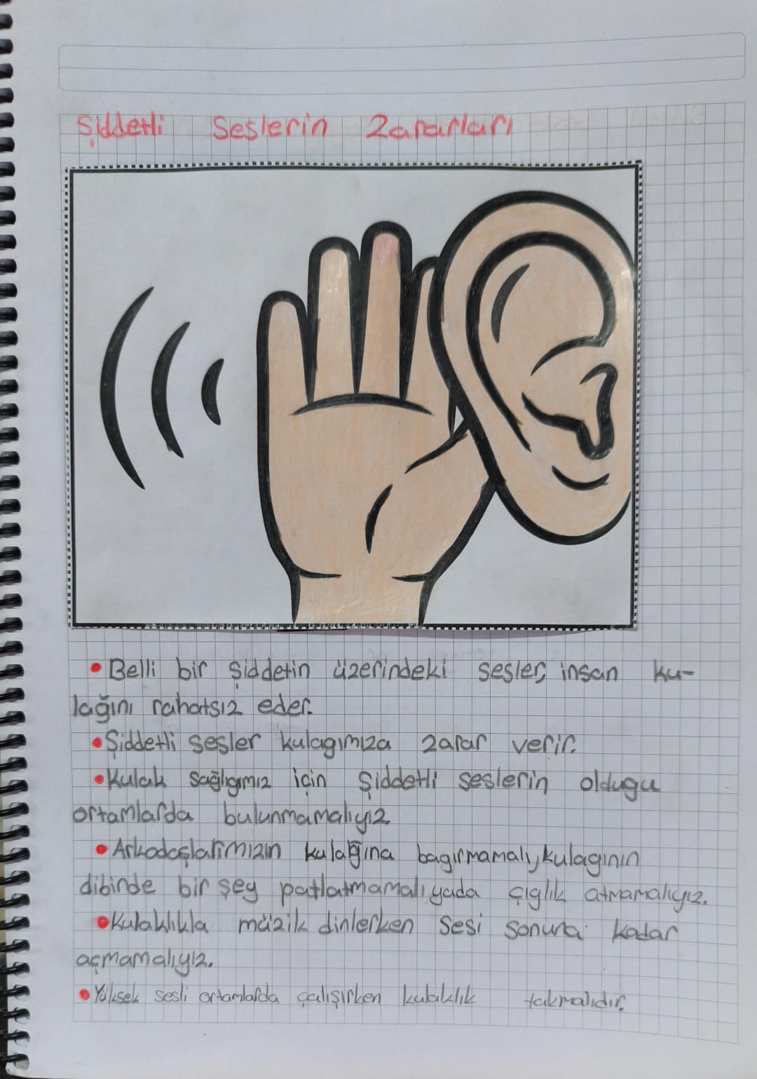 Şiddetli Seslerin Zararları Defter Çalışması