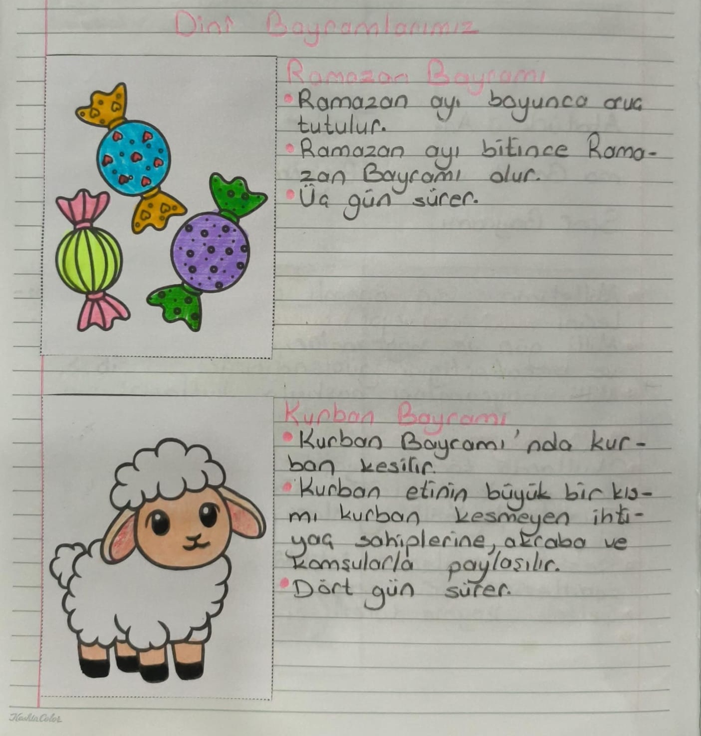 Dini Bayramlarımız Defter Çalışması Görsel