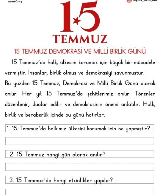 Okuma Anlama 15 Temmuz