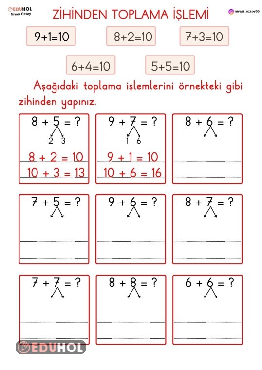 1.Sınıf Zihinden Toplama