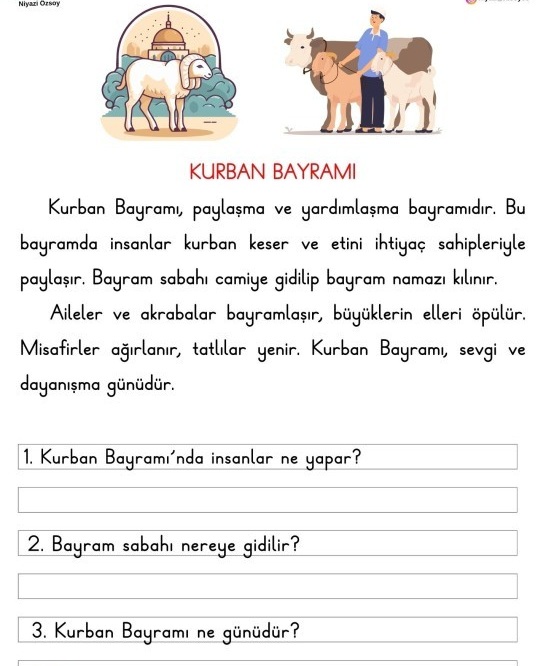 Kurban Bayramı Okuma Anlama