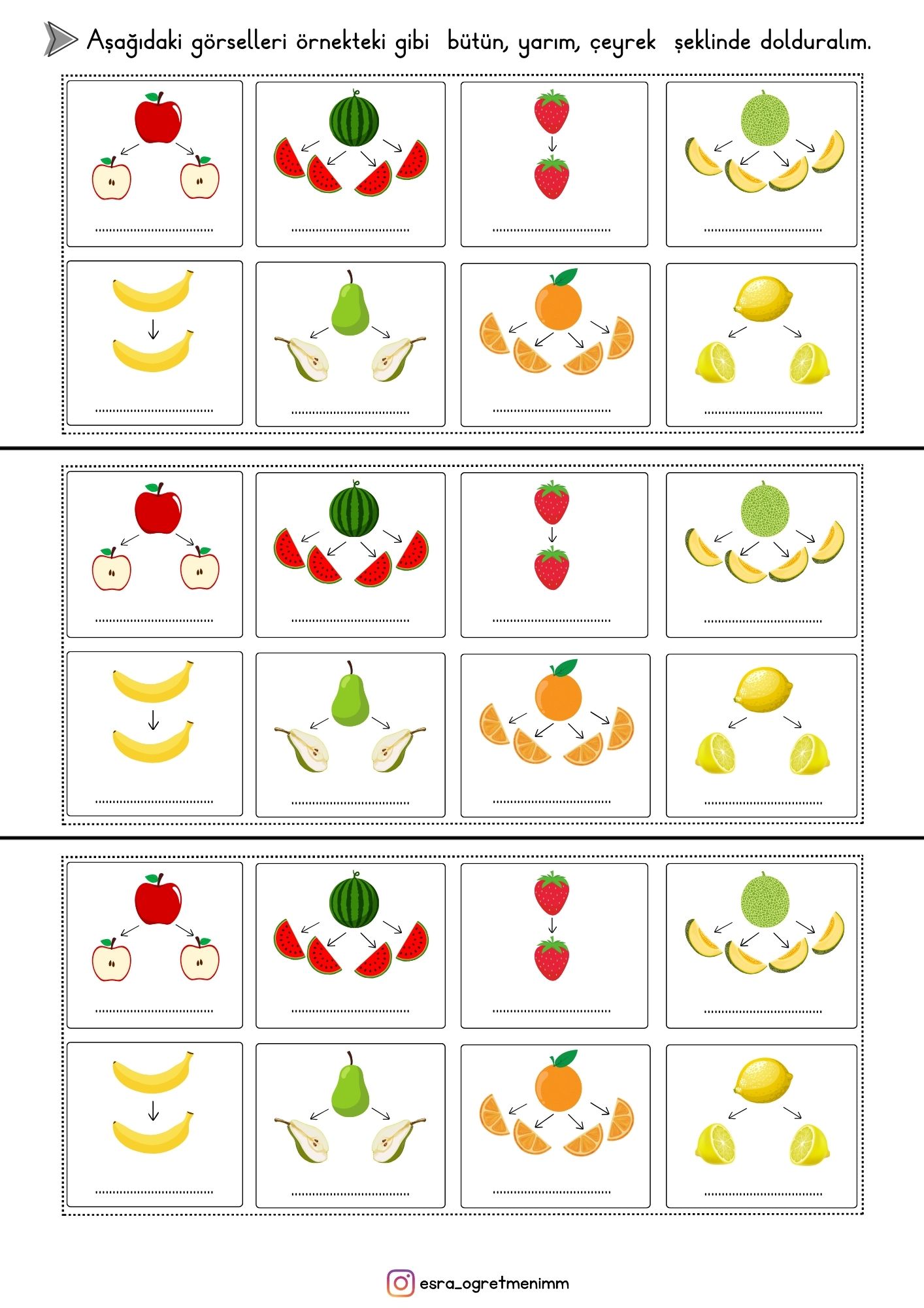 Bütün Yarım Çeyrek Defter Çalışması