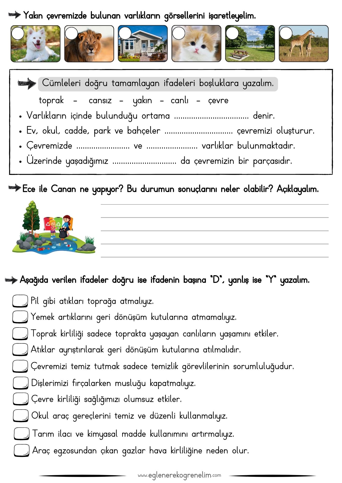 Yaşadığımız Çevrenin Temizliği Etkinlik