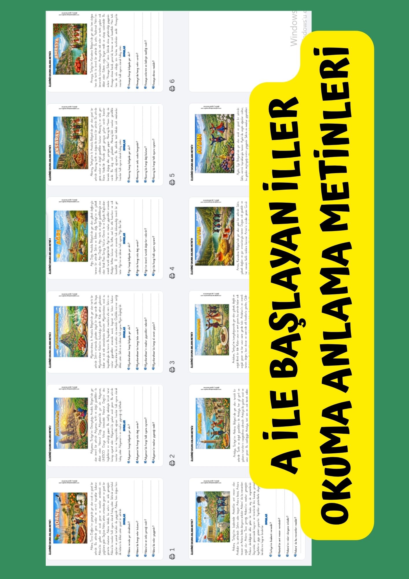 İller Okuma Anlama Metinleri (A ile Başlayanlar)