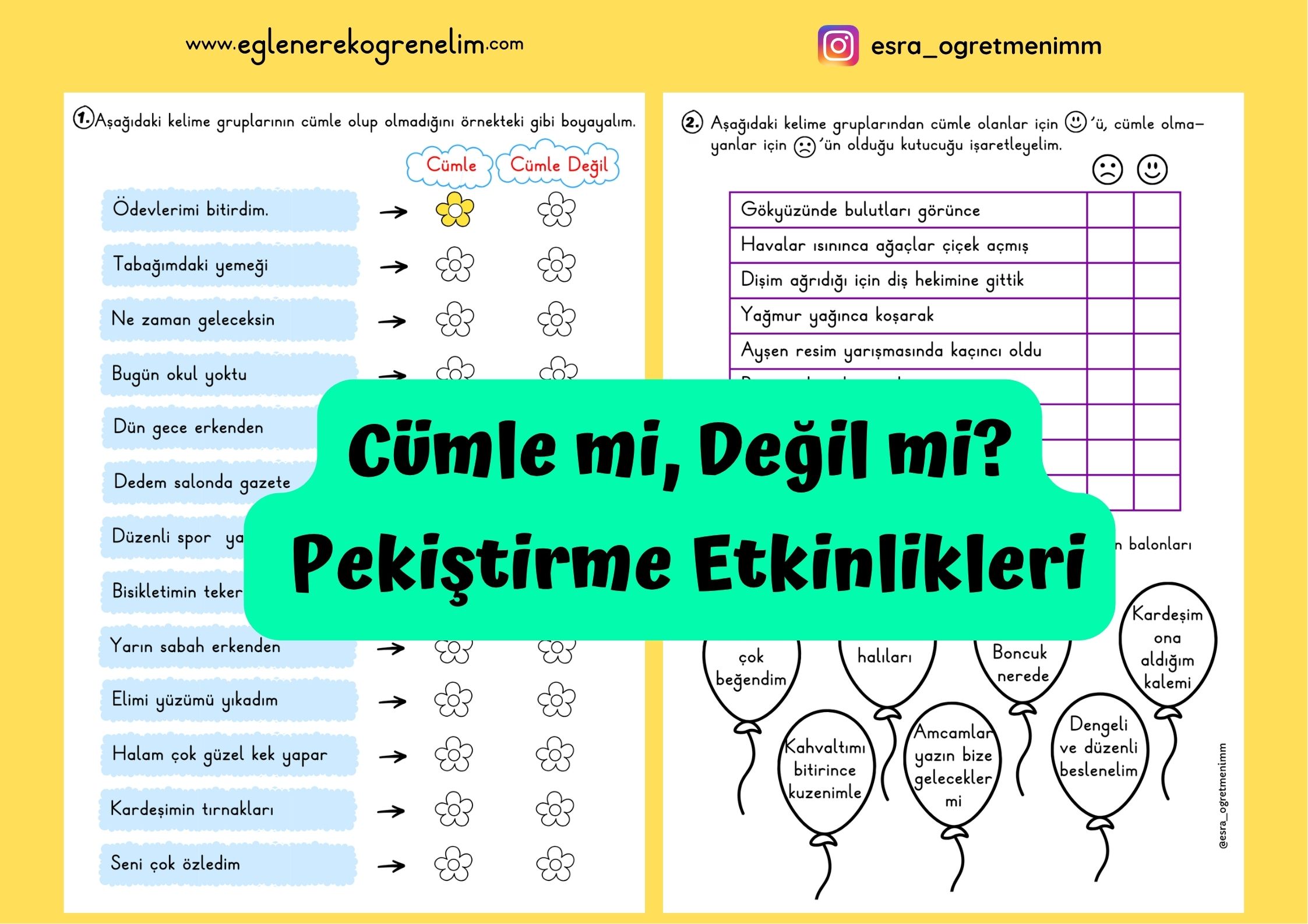 Cümle Mi Değil Mi Pekiştirme Etkinlikleri