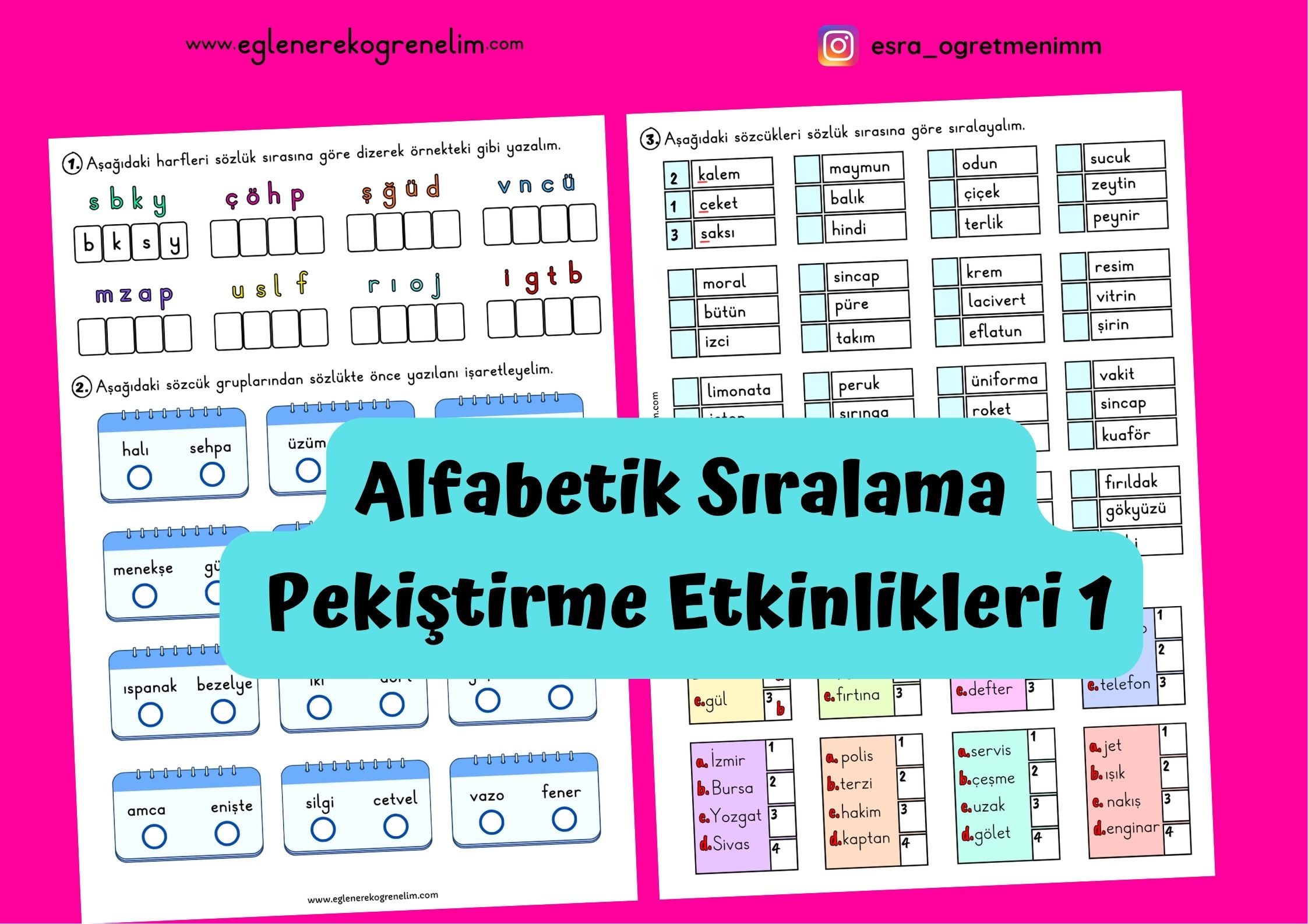 Alfabetik Sıralama Pekiştirme Etkinlikleri 1