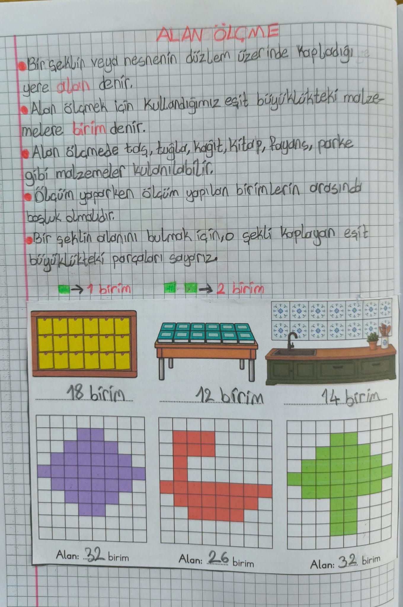 Alan Ölçme Defter Çalışması