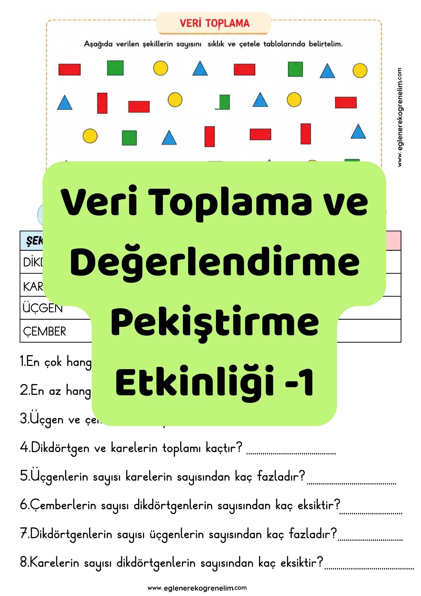 Veri Toplama ve Değerlendirme Pekiştirme Etkinliği 1