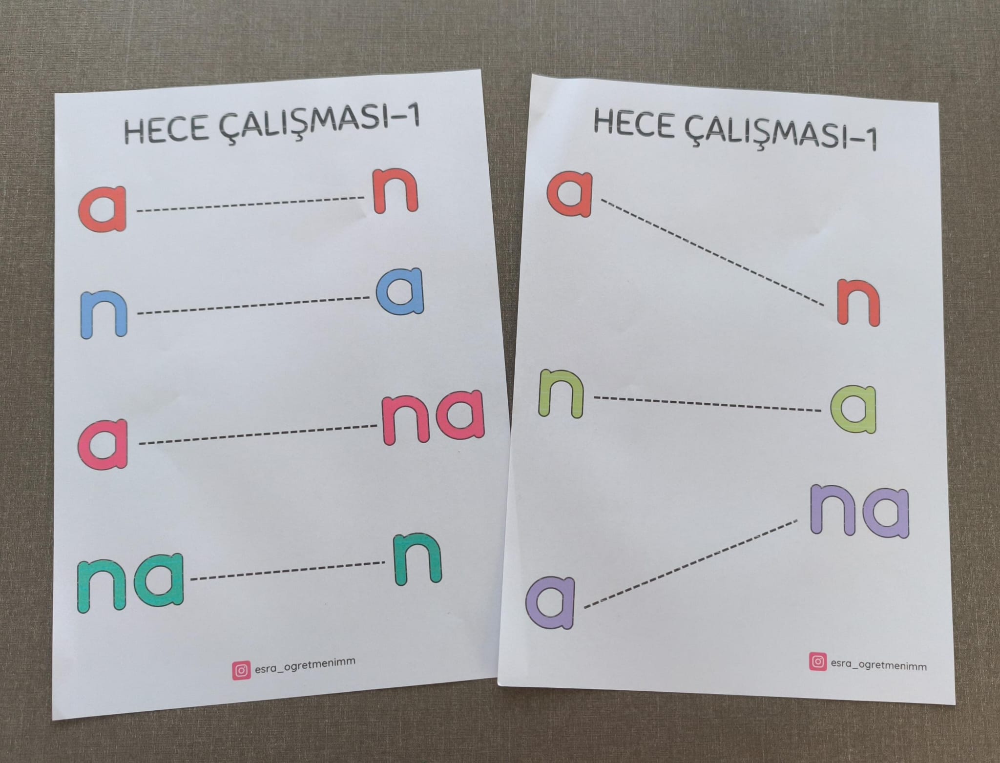 N Sesi Hece Birleştirme Çalışma Sayfası