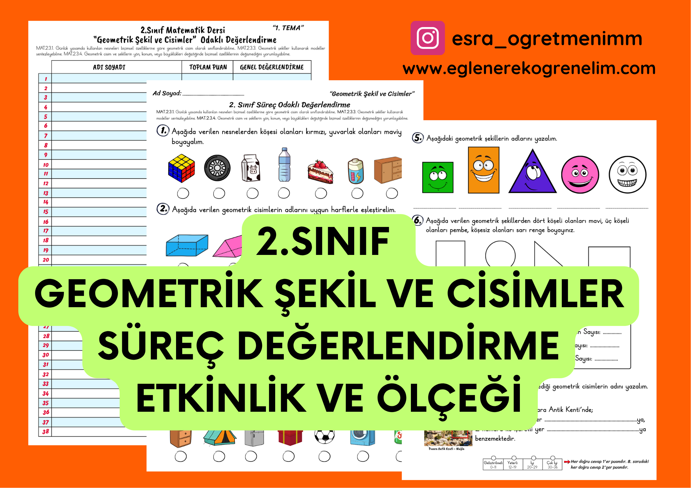 2.Sınıf Geometrik Şekil ve Cisimler Süreç Değerlendirme Etkinliği