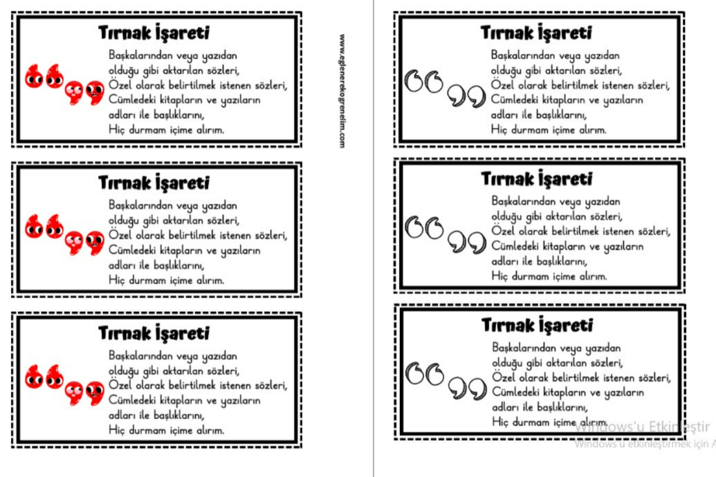 Tırnak İşareti Deftere Yapıştırmak İçin Şiirli